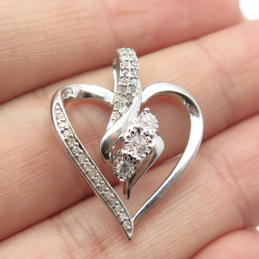 925 Sterling Silver Jane Seymour Real White Diamond Heart Slide Pendant