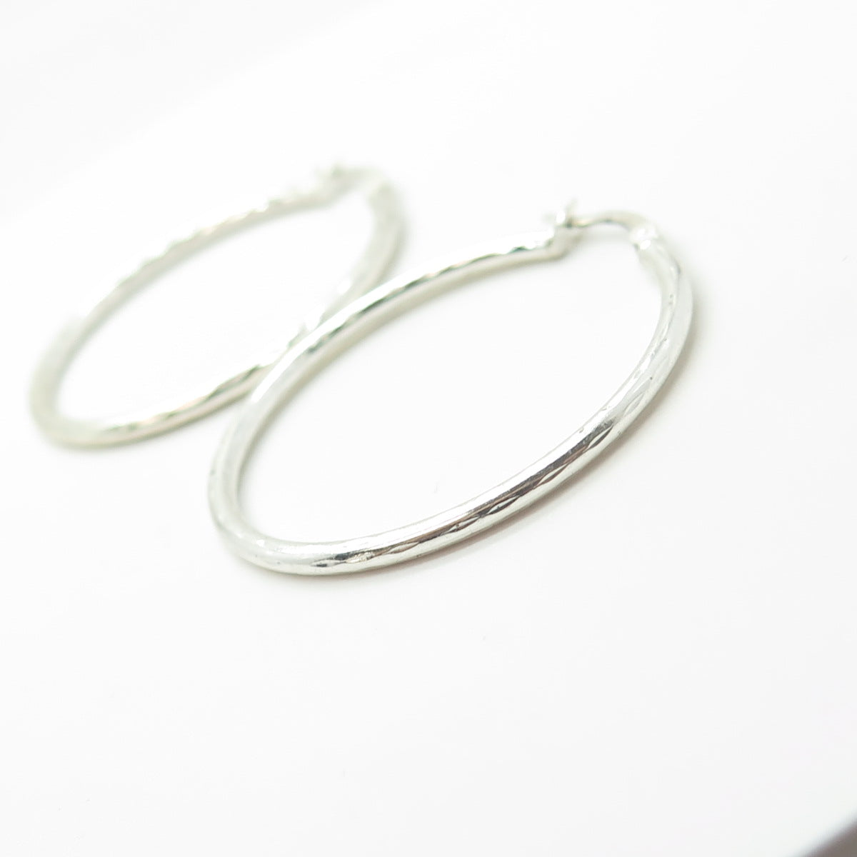 HAN 925 Sterling Silver Textured Hoop Earrings