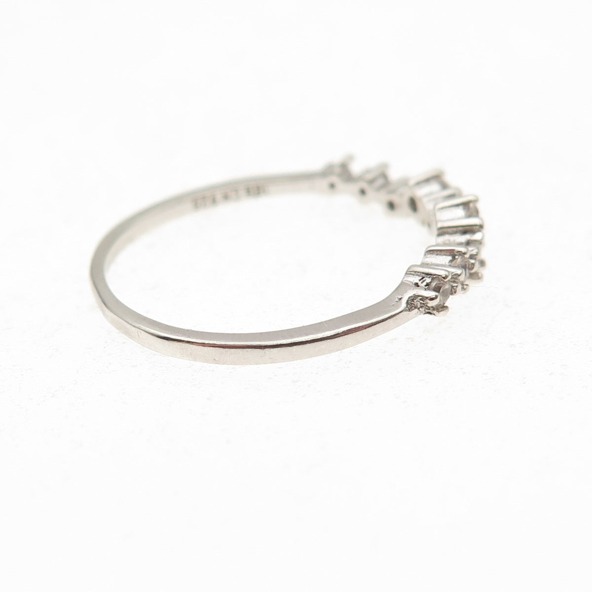 925 Sterling Silver Round-Cut C Z Half Eternity Stackable Ring Size 7.25