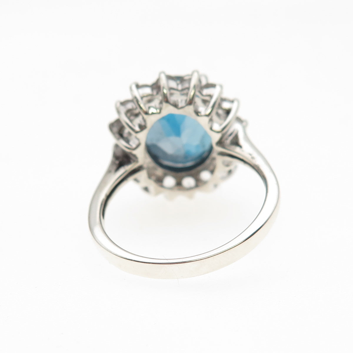 925 Sterling Silver Real London Blue & White Topaz Ring Size 6.5