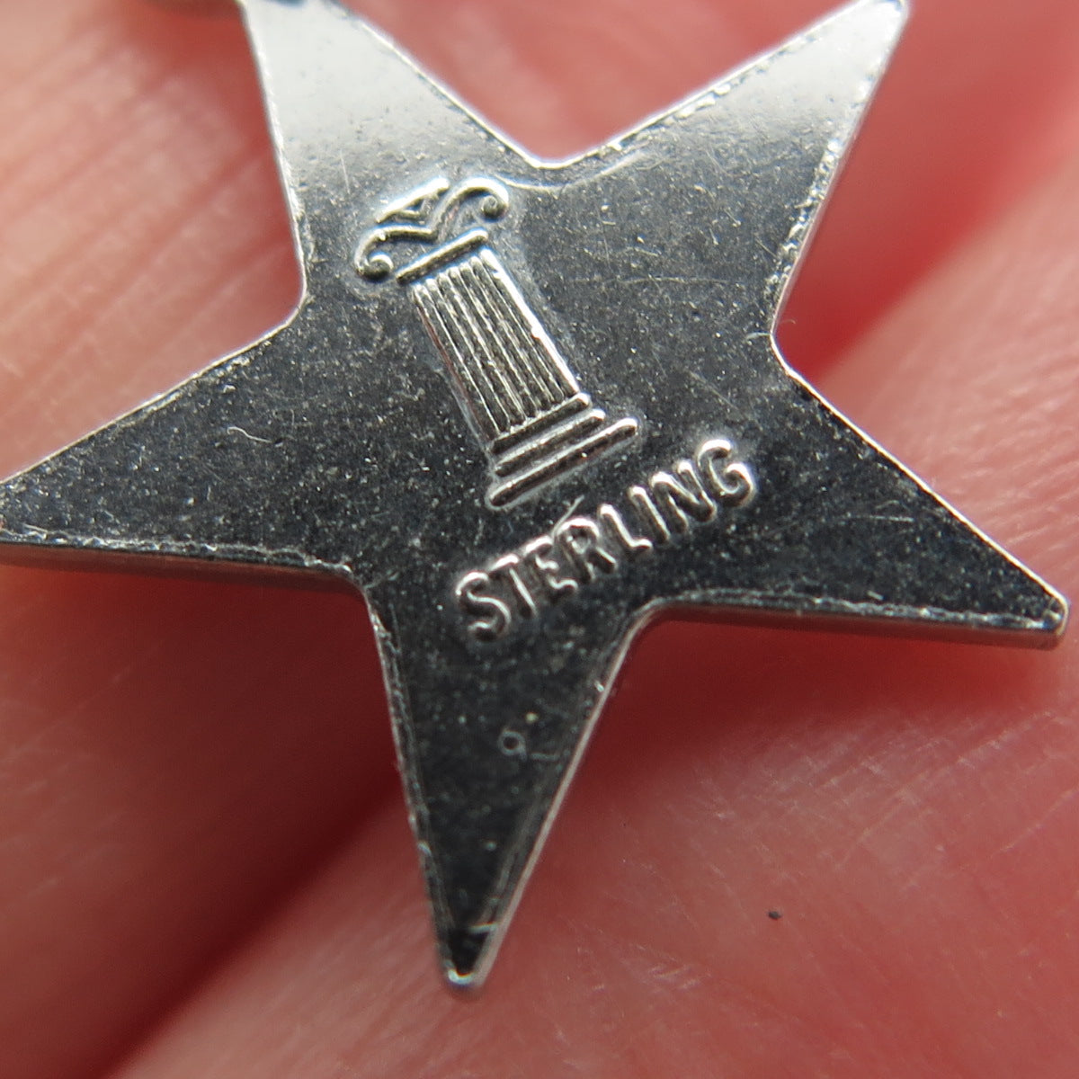 925 Sterling Silver Vintage Pillar College Beta Sigma Phi Star Charm Pendant