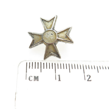 R. BLACKINTON Sterling Silver 2-Tone Antique Art Deco Maltese Cross Pin Brooch