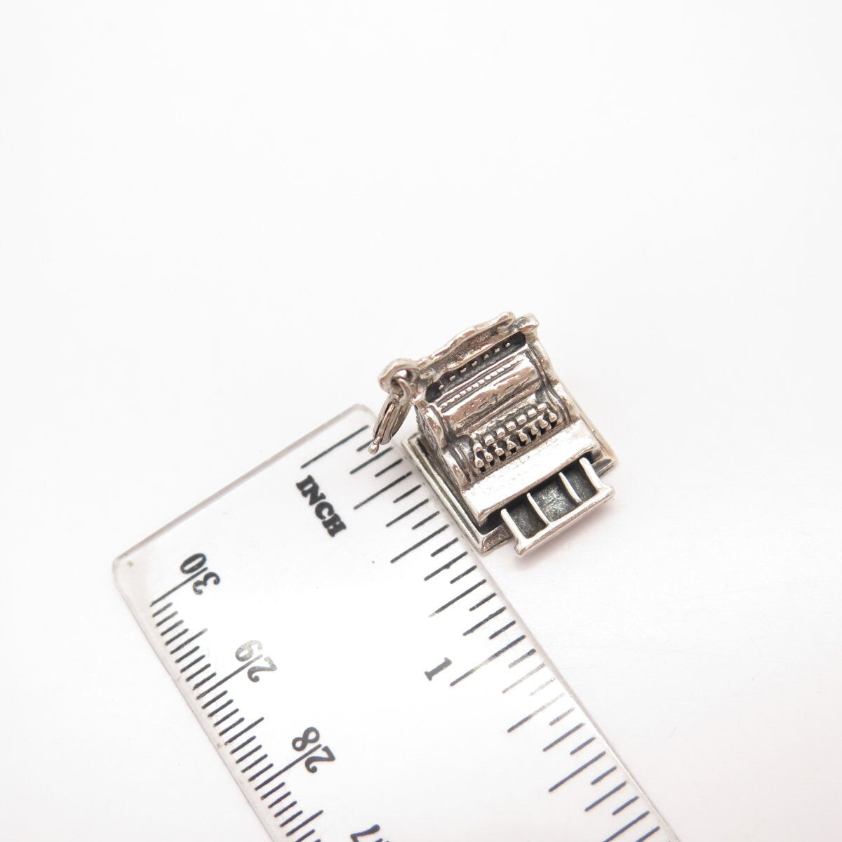 925 Sterling Silver Vintage Cashbox Charm Pendant