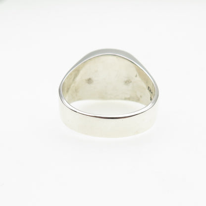 925 Sterling Silver Vintage Mexico Real Black Onyx Modernist Ring Size 12