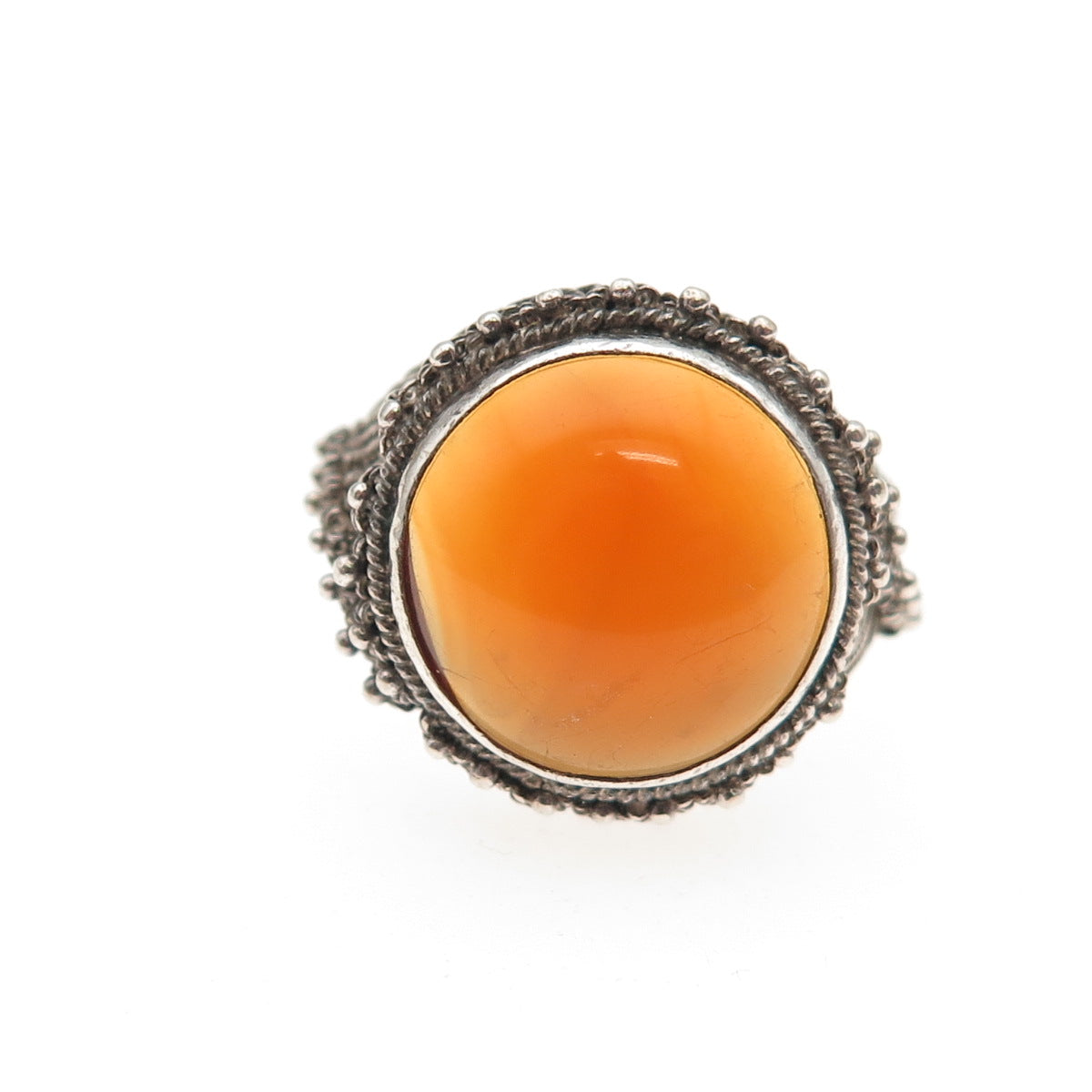 925 Sterling Silver Antique Art Deco Real Carnelian Adjustable Ring Size 6.75
