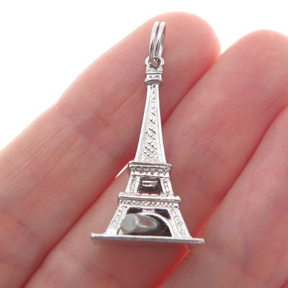 WELLS 925 Sterling Silver Vintage 1965 Eiffel Tower 3D Pendant