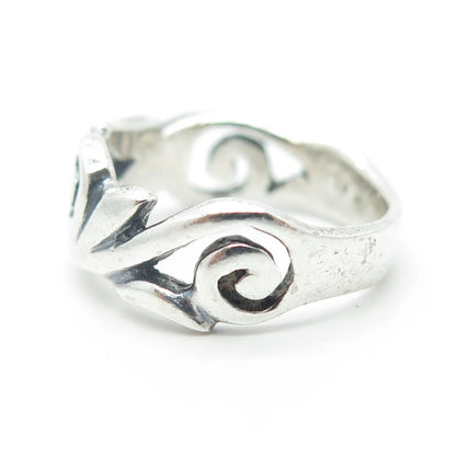 925 Sterling Silver Vintage Swirl Spiral Band Ring Size 7