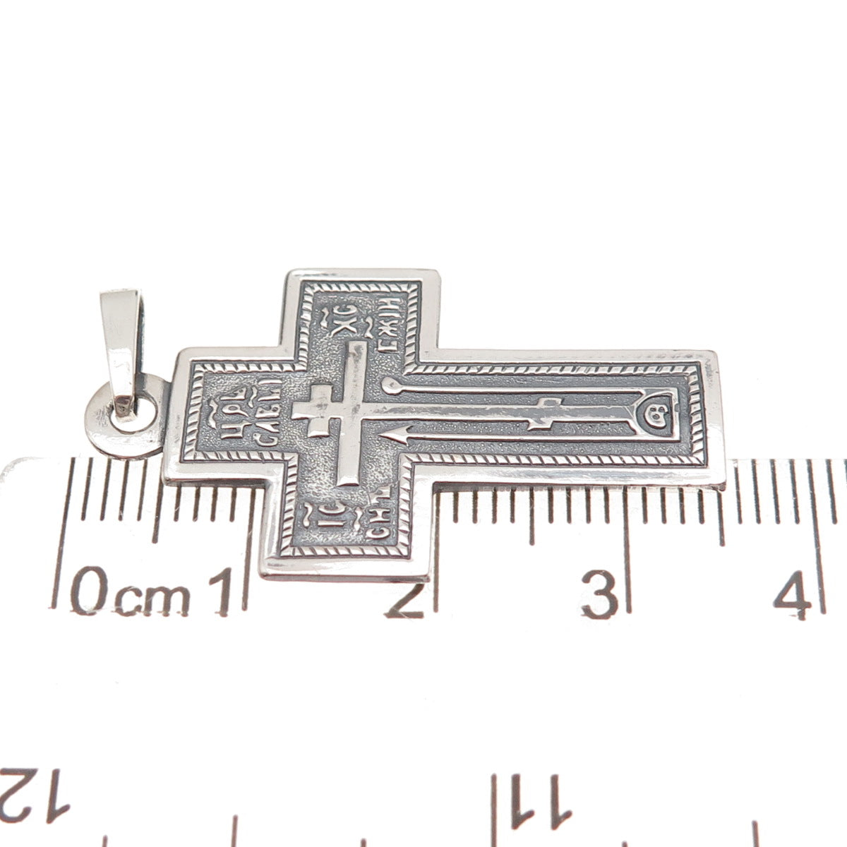 925 Sterling Silver Vintage Orthodox Cross Oxidized Charm Pendant