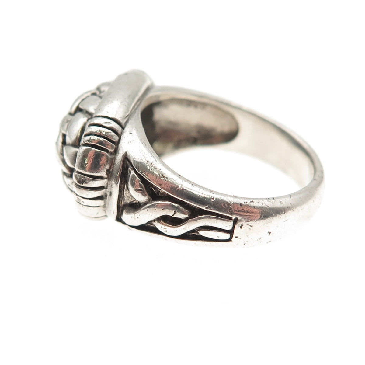 Sidney Evan 925 Sterling Silver Vintage Modernist Woven Oxidized Ring Size 7.5