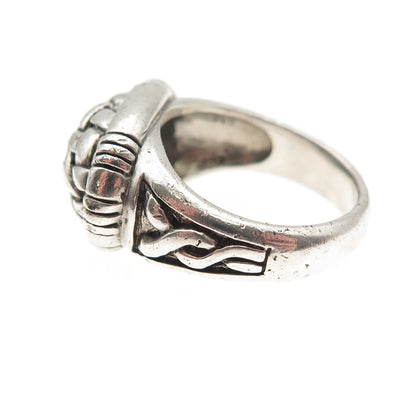 Sidney Evan 925 Sterling Silver Vintage Modernist Woven Oxidized Ring Size 7.5
