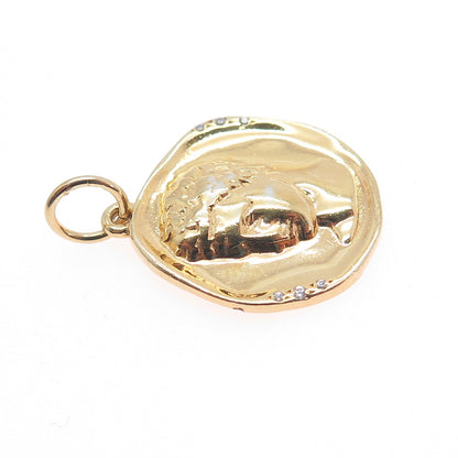 Hermina Athens 925 Sterling Silver Gold Plated C Z Hermis Charm Pendant