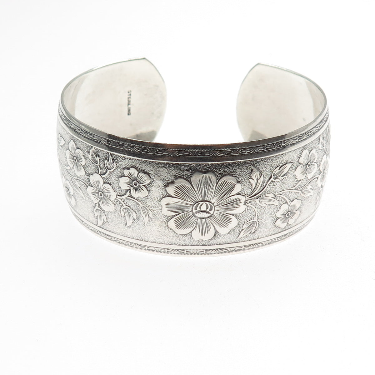 DANECRAFT 925 Sterling Silver Antique Art Deco Flower Adjustable Bracelet 6.5"