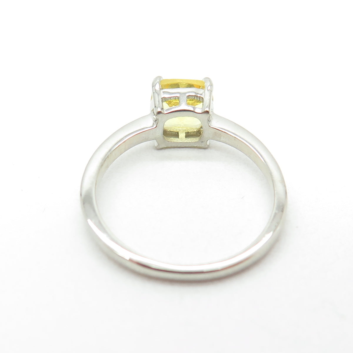 DAZZLERS 925 Sterling Silver Real Cushion-Cut Citrine Ring Size 6