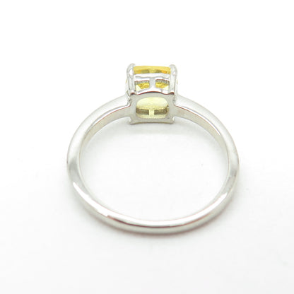 DAZZLERS 925 Sterling Silver Real Cushion-Cut Citrine Ring Size 6