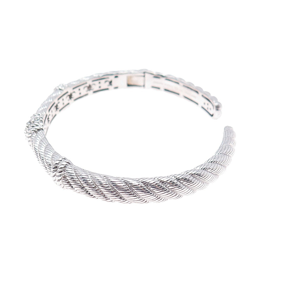 JUDITH RIPKA 925 Sterling Silver Round-Cut C Z Adjustable Cuff Bracelet 7"