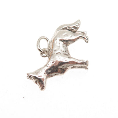 Wells 925 Sterling Silver Vintage German Shepherd Dog Oxidized Charm Pendant