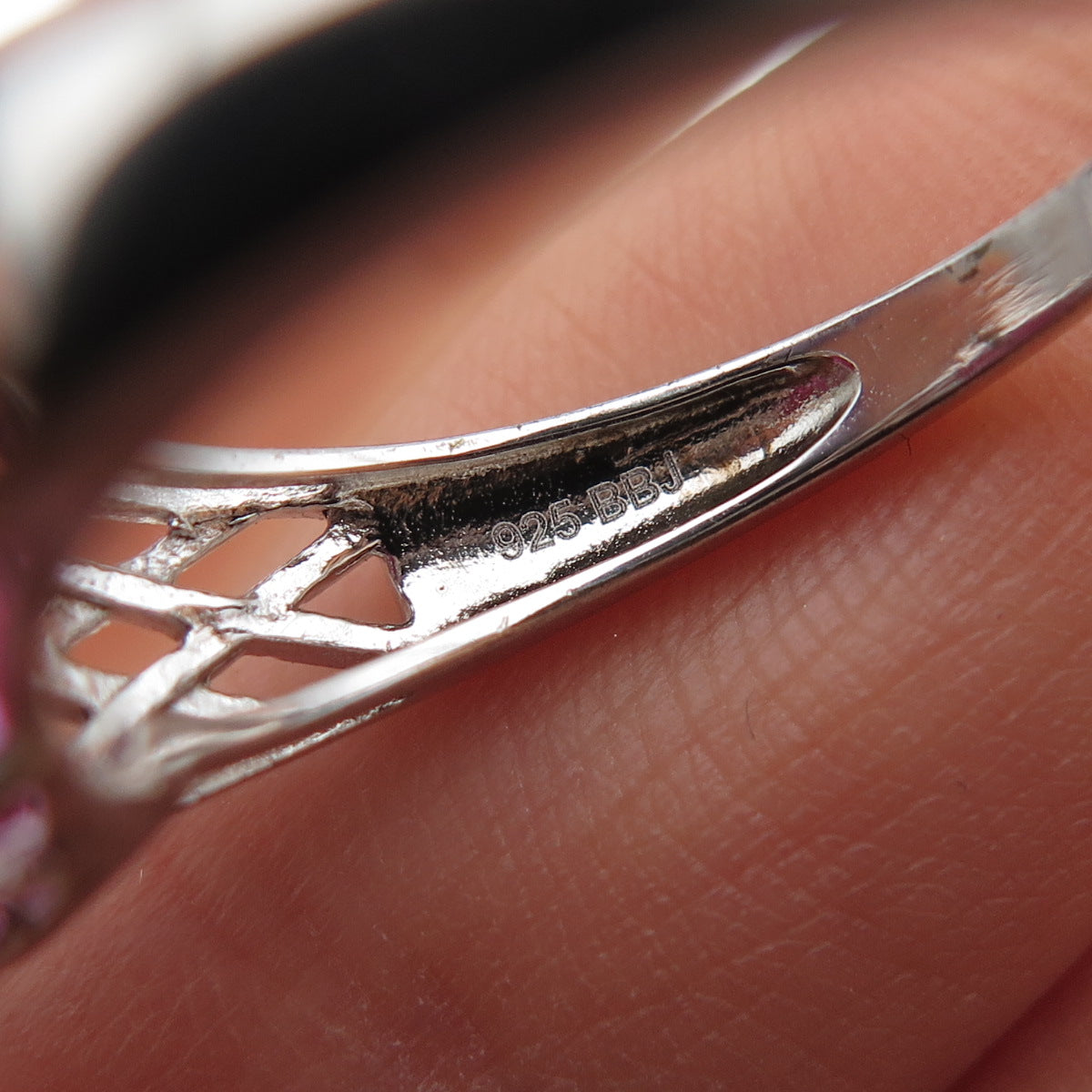 925 Sterling Silver Real Oval-Cut Pink Topaz Ring Size 8.75