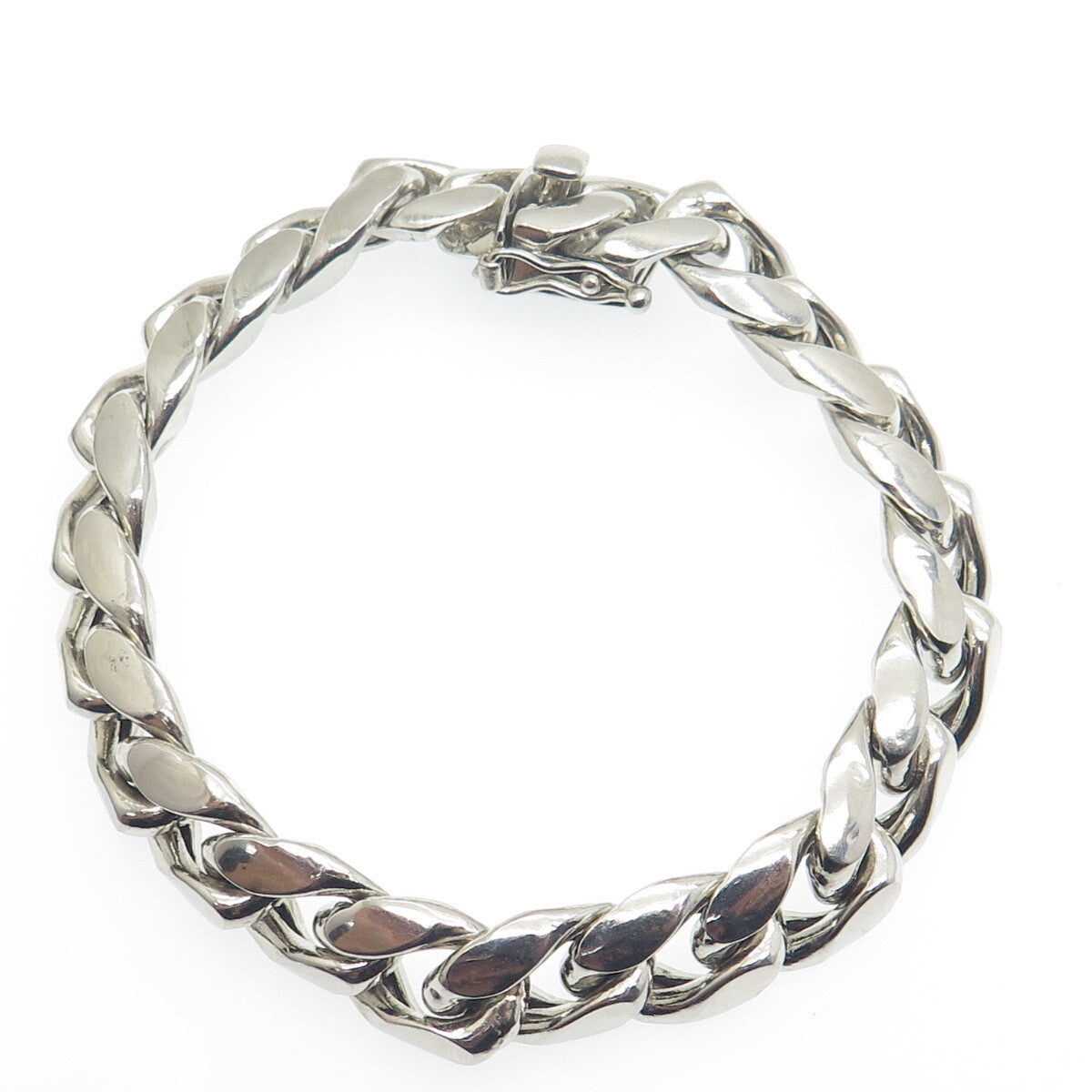 925 Sterling Silver Vintage 54.2g Curb Link Bracelet 8.25"