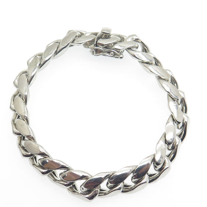 925 Sterling Silver Vintage 54.2g Curb Link Bracelet 8.25"