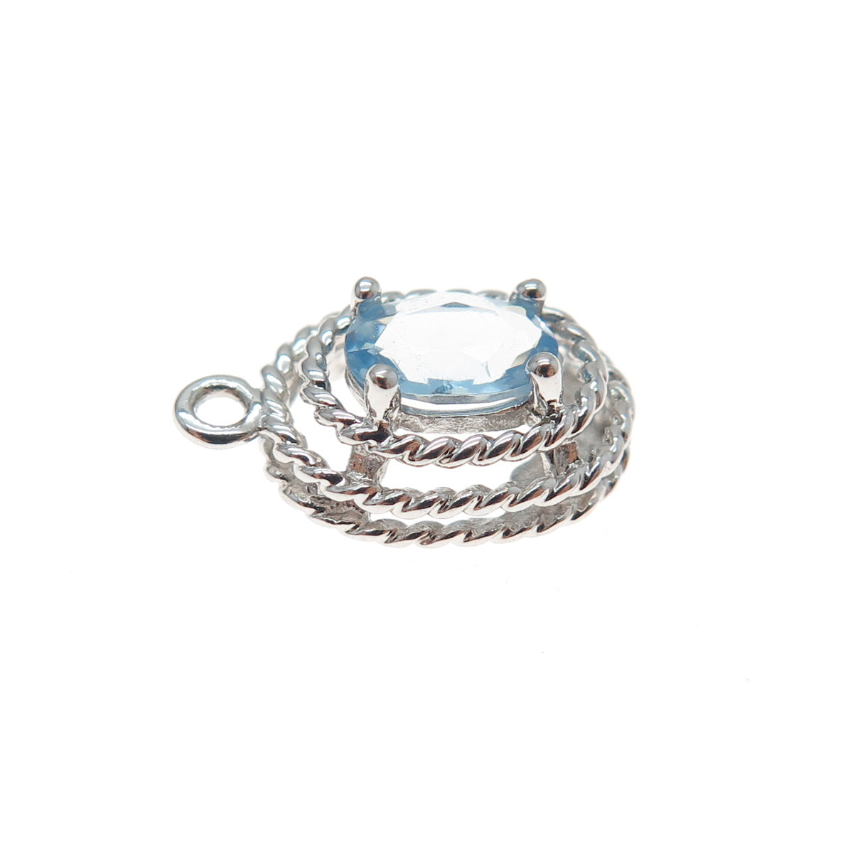 ROSS SIMONS 925 Sterling Silver Real Blue Topaz Minimalist Charm Pendant