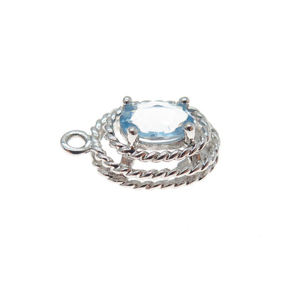 ROSS SIMONS 925 Sterling Silver Real Blue Topaz Minimalist Charm Pendant