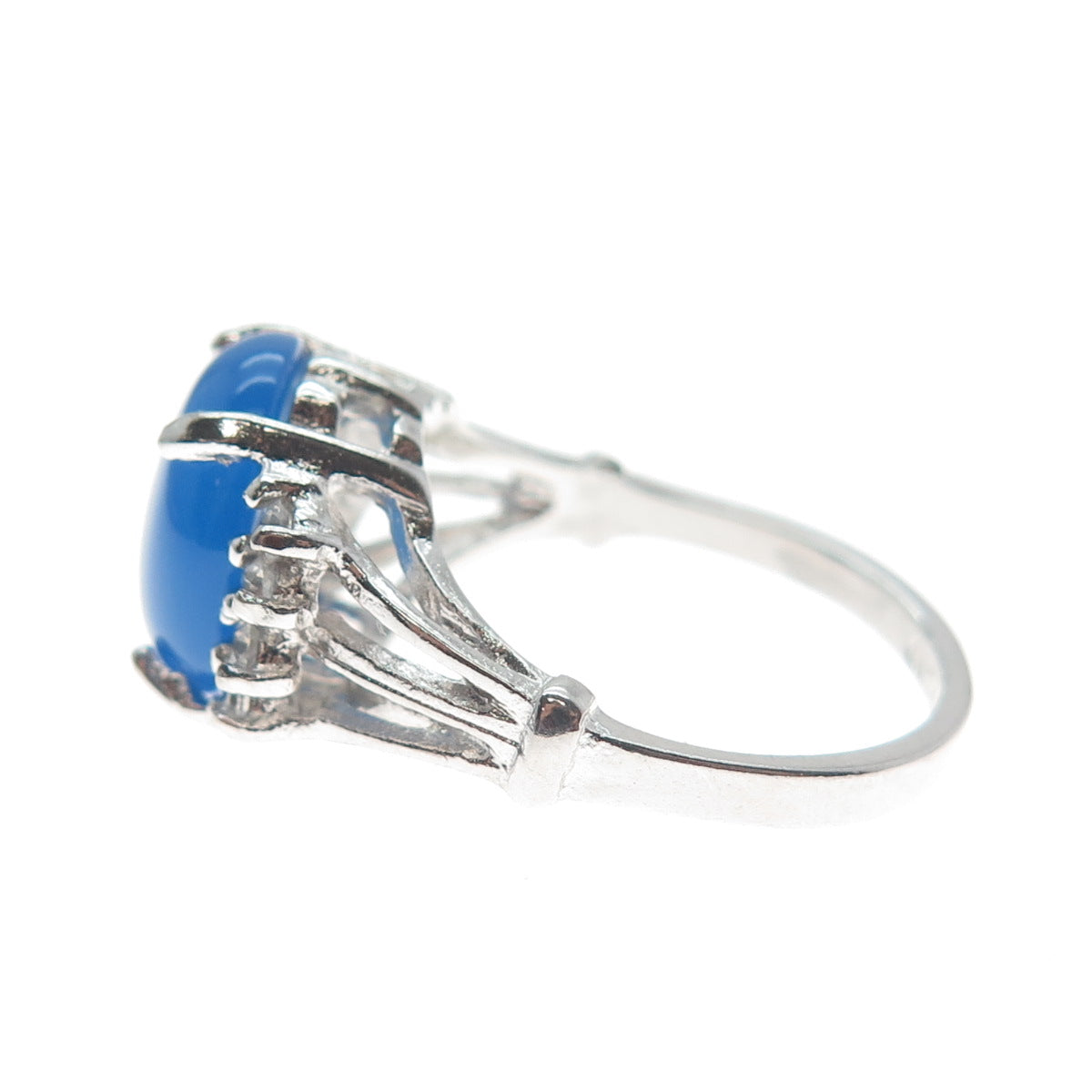VARGAS & LIND 925 Sterling Silver Vintage Real Chalcedony & C Z Ring Size 7.25