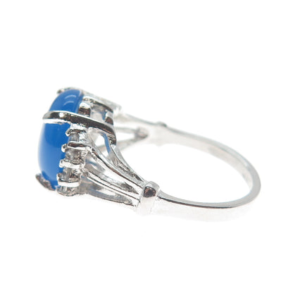 VARGAS & LIND 925 Sterling Silver Vintage Real Chalcedony & C Z Ring Size 7.25