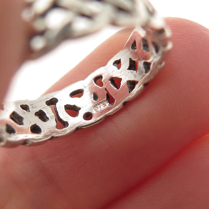 925 Sterling Silver Vintage Celtic Knot Oxidized Band Ring Size 5