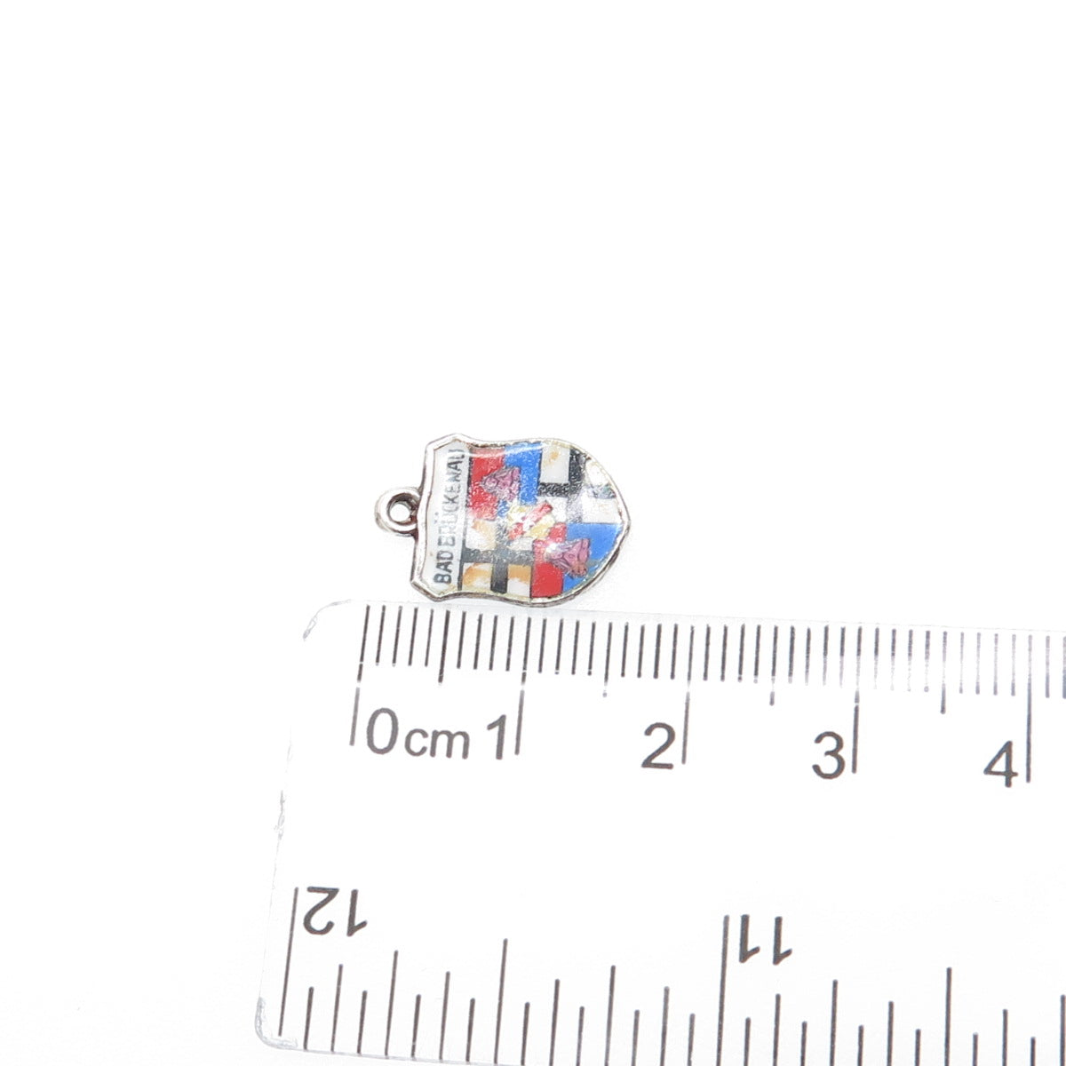 800 Silver Vintage ESJ Enamel Bad Bruckenau Coat of Arms Minimalist Pendant