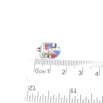 800 Silver Vintage ESJ Enamel Bad Bruckenau Coat of Arms Minimalist Pendant
