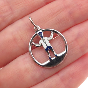 925 Sterling Silver Vintage Enamel Man Peace Mini Charm Pendant