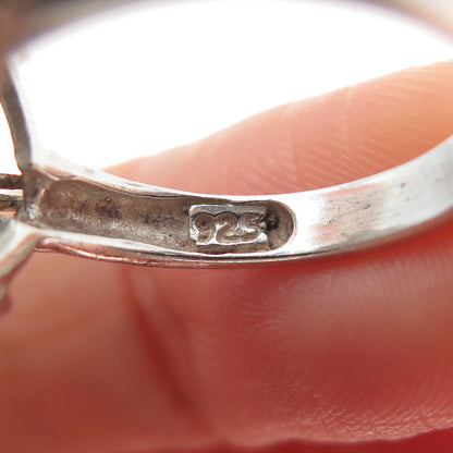 925 Sterling Silver Vintage Real Milky Aquamarine & Apatite Ring Size 7.5