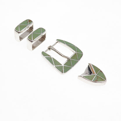 Douglas Magnus Heartline Santa Fe Old Pawn Sterling Turquoise Belt Buckle Set