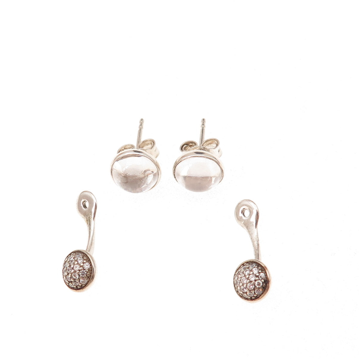 Pandora Sterling Crystal & C Z Dazzling Poetic Droplets Interchangeable Earrings