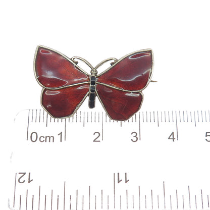 LAGERSTROMS FABRIKS AKTIEBOLAG Sterling Vintage 1969 Enamel Sweden Butterfly Pin