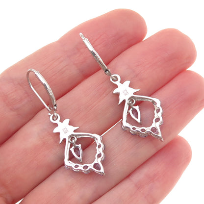 Chuck Clemency 925 Sterling Silver Real Tanzanite Floral Dangle Earrings