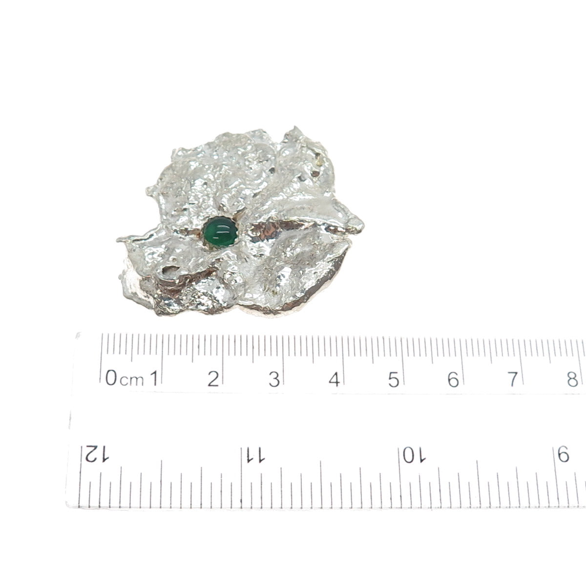 PORTE 925 Sterling Silver Vintage Real Green Onyx Modernist Slide Pendant