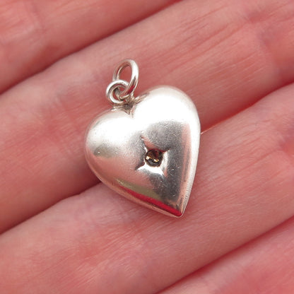 925 Sterling Antique Art Deco Chatelaine Heart Mini Pendant (missing stone)