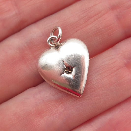 925 Sterling Antique Art Deco Chatelaine Heart Mini Pendant (missing stone)