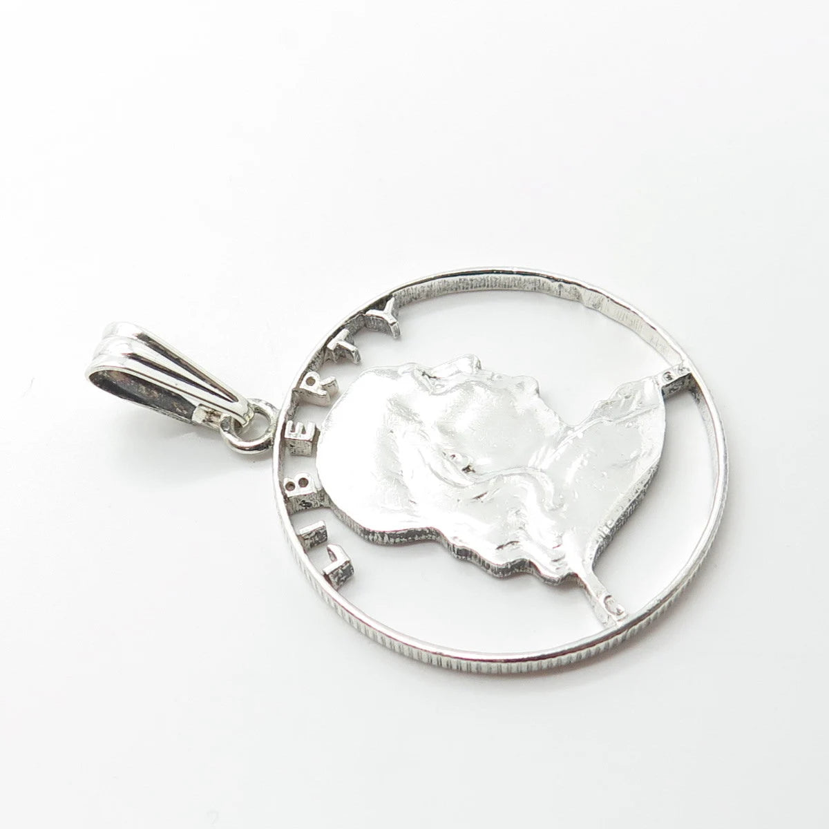 925 Sterling Silver Vintage "Liberty" Benjamin Franklin Coin Pendant