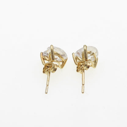925 Sterling Silver Gold Plated Heart-Cut C Z Stud Earrings