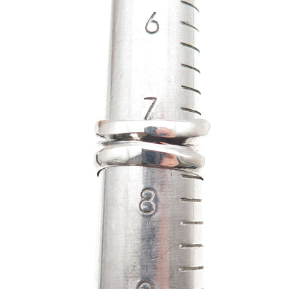 925 Sterling Silver Vintage Modernist Crisscross Oxidized Ring Size 7.75