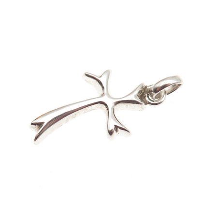 925 Sterling Silver Vintage Mexico Modernist Cross Charm Pendant