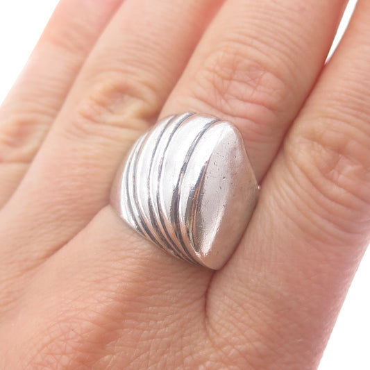 925 Sterling Silver Vintage Modernist Oxidized Ring Size 7.5