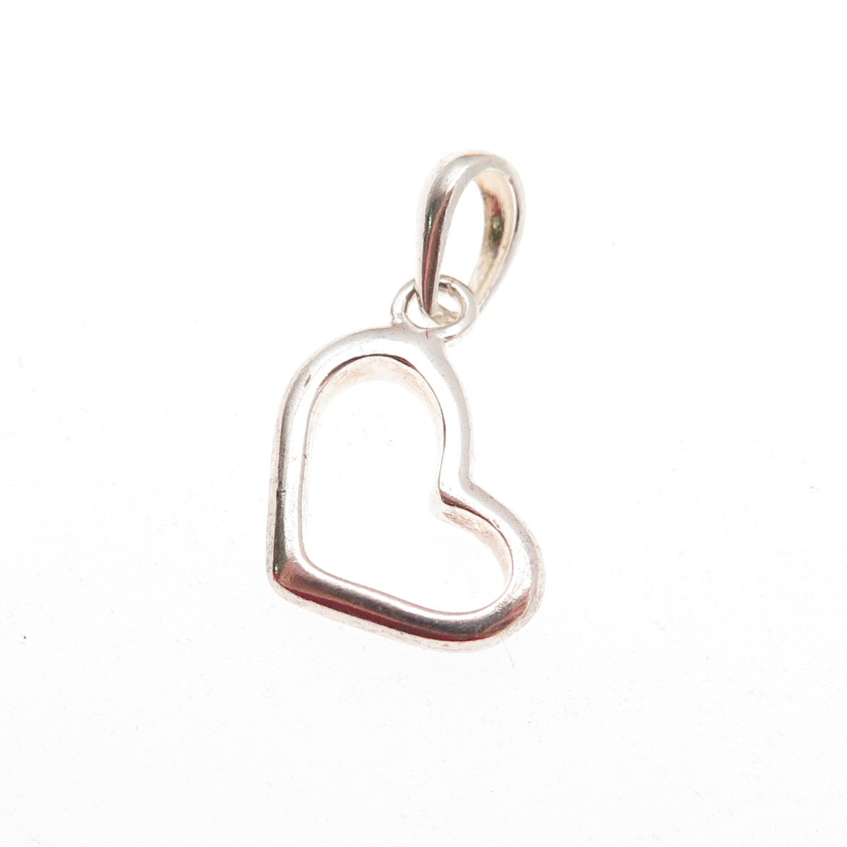 925 Sterling Silver Vintage Open Heart Mini Charm Pendant