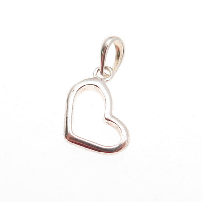 925 Sterling Silver Vintage Open Heart Mini Charm Pendant