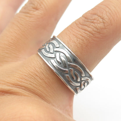 925 Sterling Silver Vintage Mexico Woven Band Ring Size 12