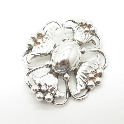 925 Sterling Silver Vintage Cross Floral Handcrafted Pin Brooch