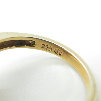 925 Sterling Silver Gold Plated Pave C Z & White Ceramic Ring Size 7.25