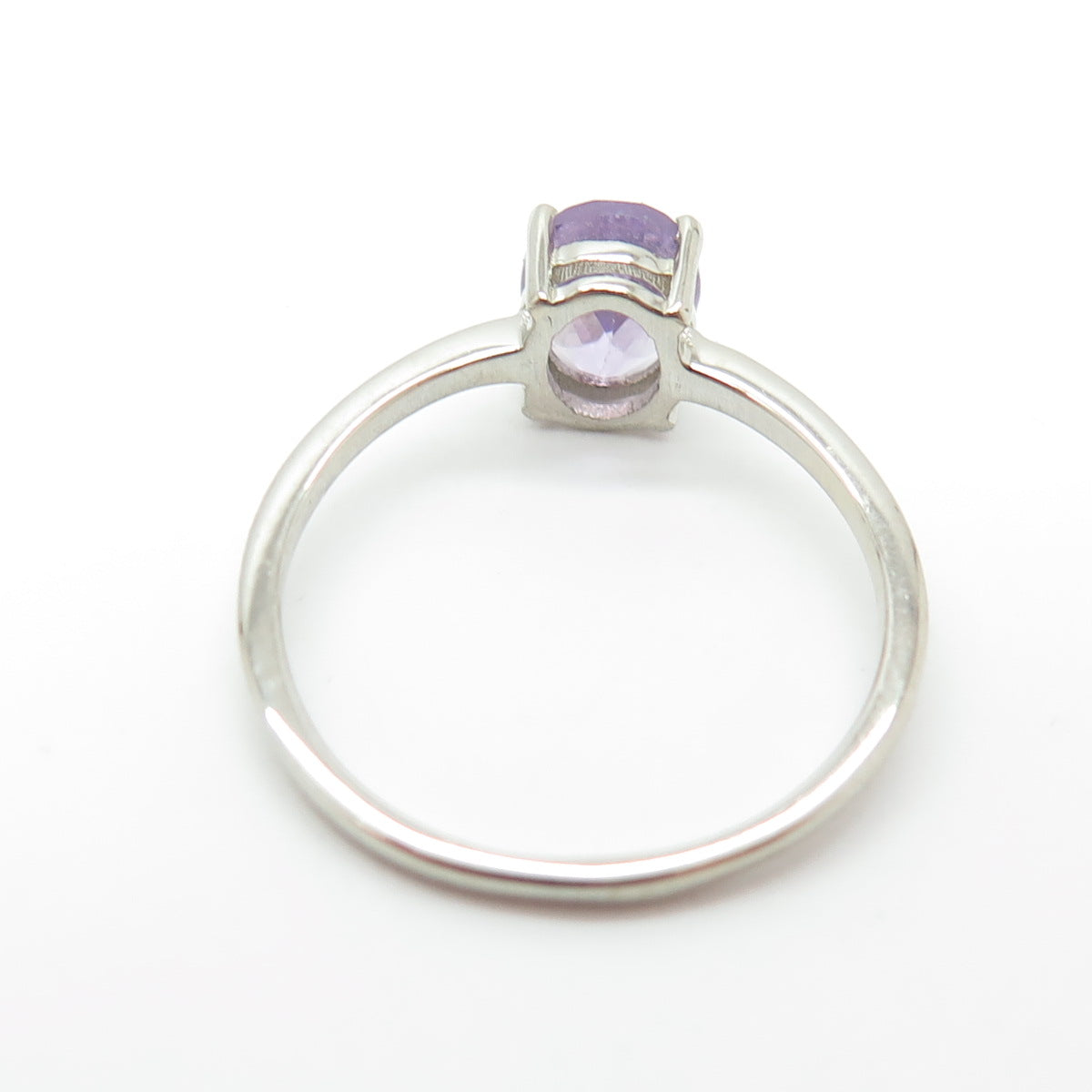 DAZZLERS 925 Sterling Silver Real Oval-Cut Amethyst Ring Size 8.25